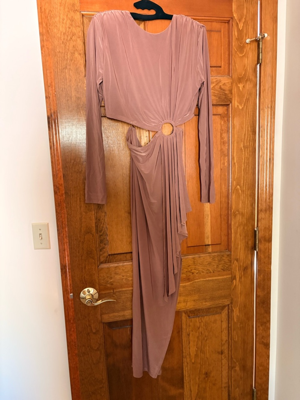 WinWin Long Sleeve Mauve Cutout Maxi Dress